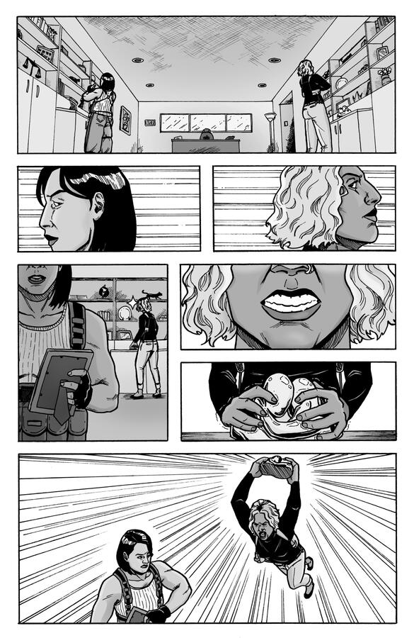 Exes with Axes (2022) Page 2 (Unlettered), written in collaboration with Alex Bennetts