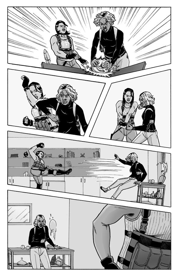 Exes with Axes (2022) Page 3 (Unlettered), written in collaboration with Alex Bennetts